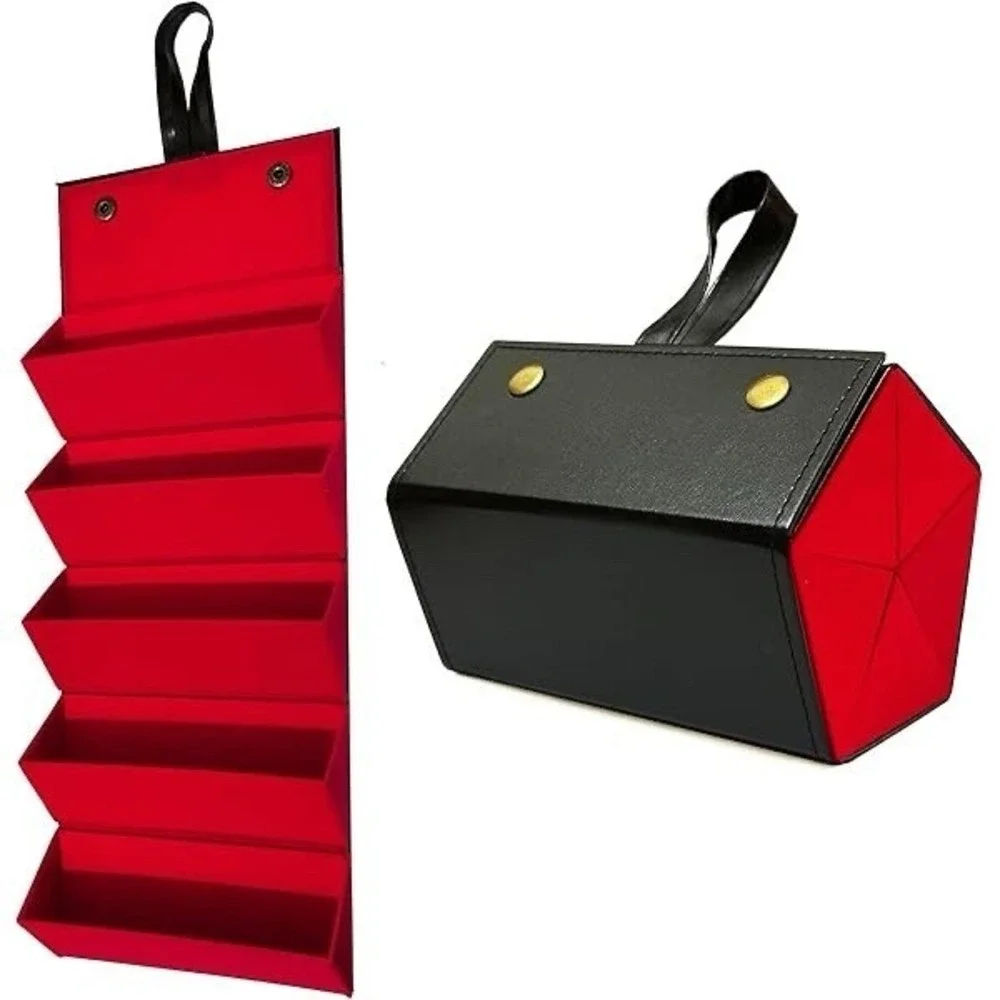 5 Slot Hanging Sunglasses Organizer Travel Case Black Red Storage NWOT